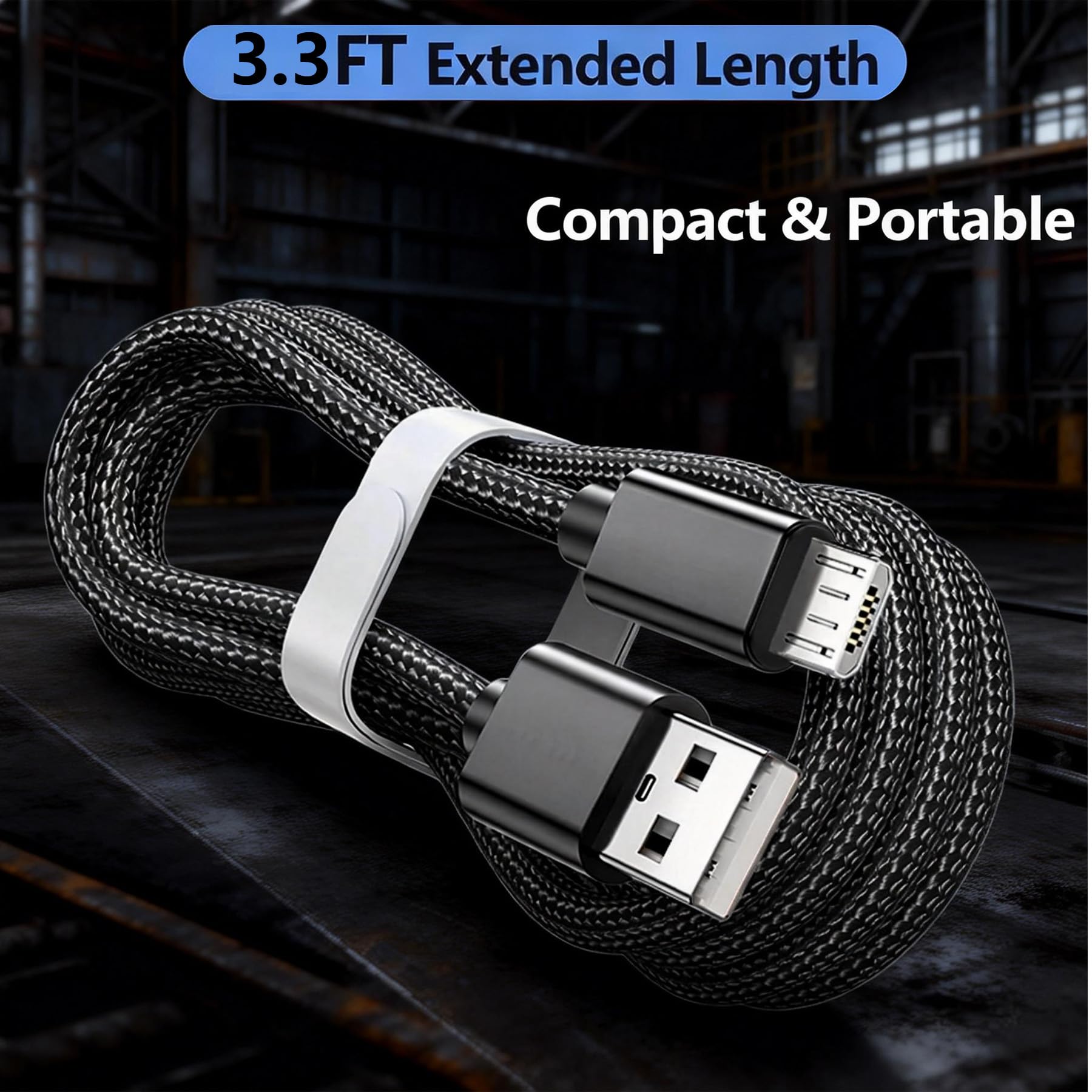 Cavo di alimentazione USB compatibile per Kasa EC70/KC410S/EC60/YI PRO 2K Indoor Pan/YI 2k Dome/Tilt Smart Home Security Camera | Cavo micro USB in nylon intrecciato da 9 m