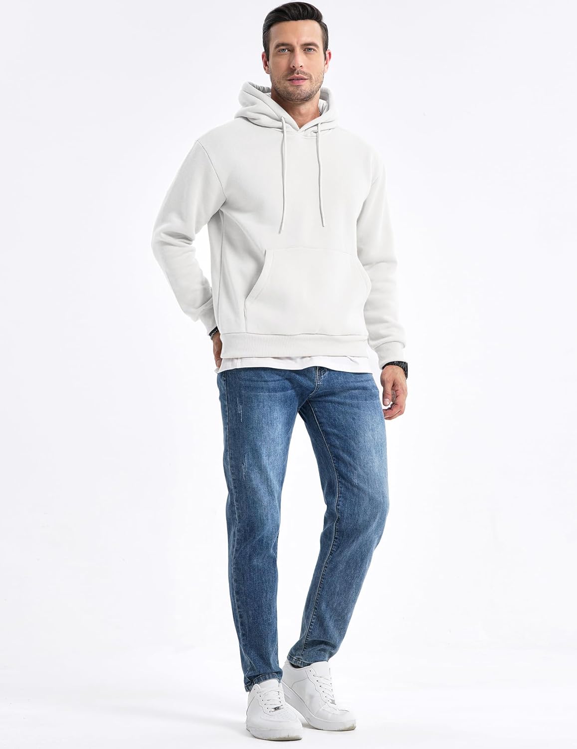 JMIERR Mens Casual Cotton Hooded Collar Drawstring Hoodies Pullover Sweatshirts Casual Long Sleeve Shirts - Image 9