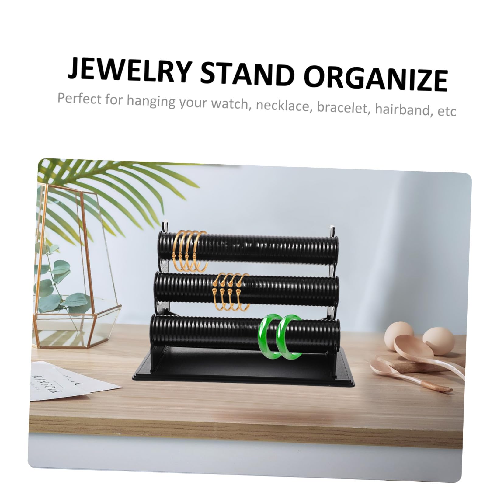 UKCOCO Expositor Desmontable para Pulseras y Relojes de 3 Capas en Pvc Negro, Soporte Multifuncional para Baño o Dormitorio