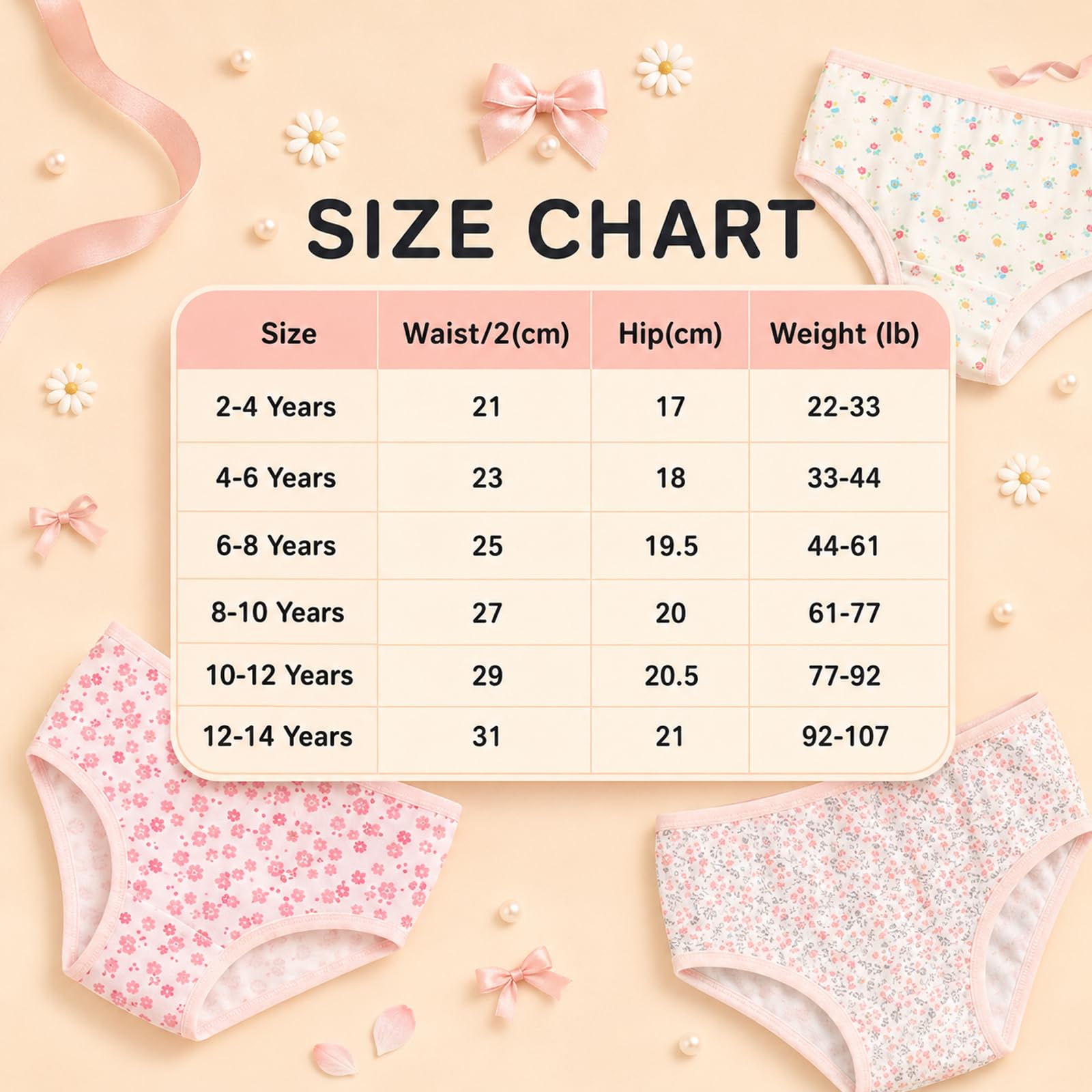 Culotte en Coton pour Petites Filles sous-vêtement Enfants Doux et Confort (Lot de 12)