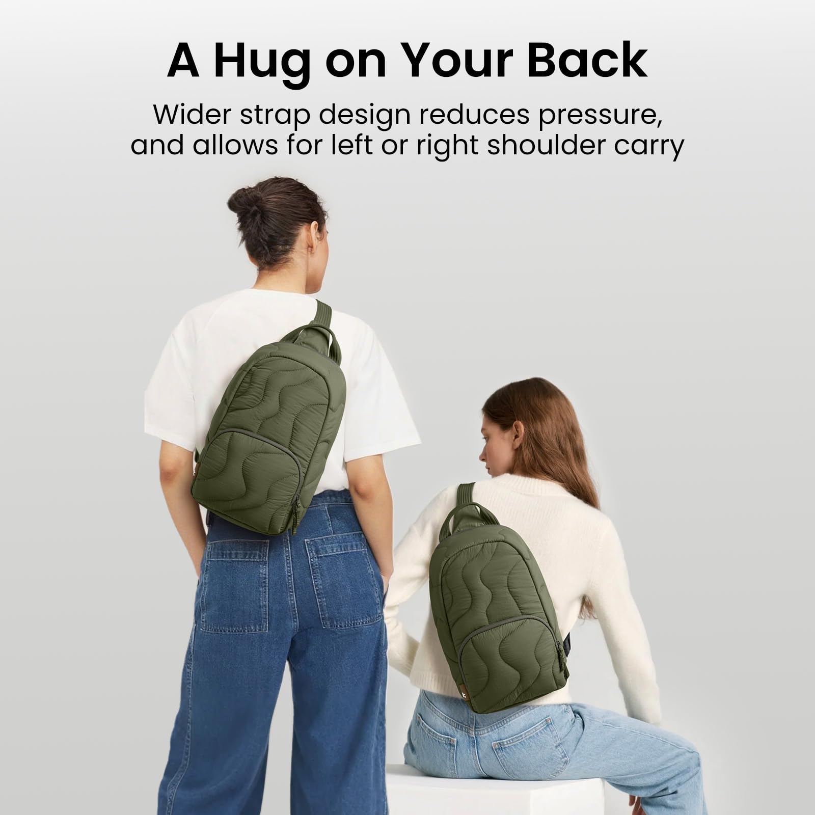 tomtoc Puffy Sling Plecak dla kobiet, modny, wysokiej jakości torba crossbody na iPada A16 27.9 cm, iPad Air M3/M2, iPad Pro M4/M2/M1, Nintendo Switch 2, lekka torba na klatkę piersiową, plecak na