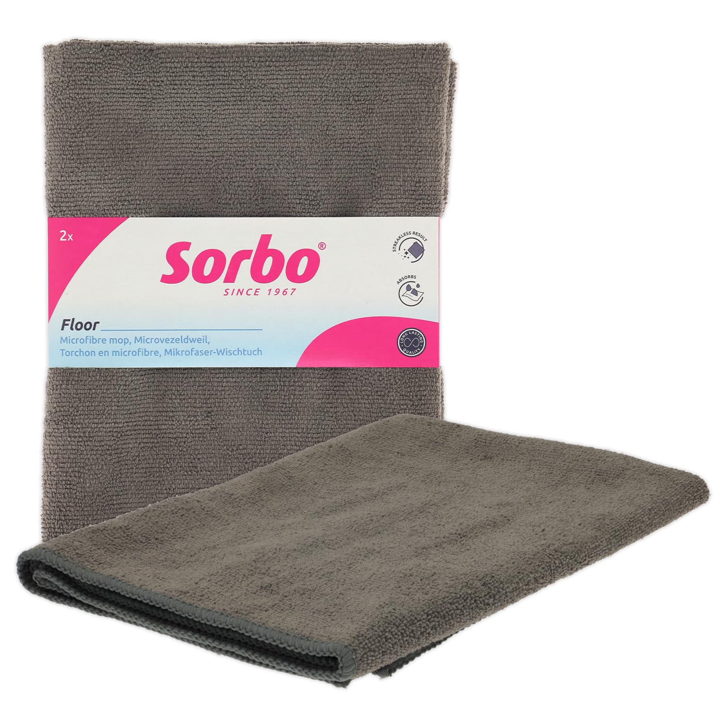 Sorbo Microfibre Floor Cloth, Streak Free, Super Absorbent, Multi-Purpose, Perfect for Car Cleaning and House, 50cm X 60cm