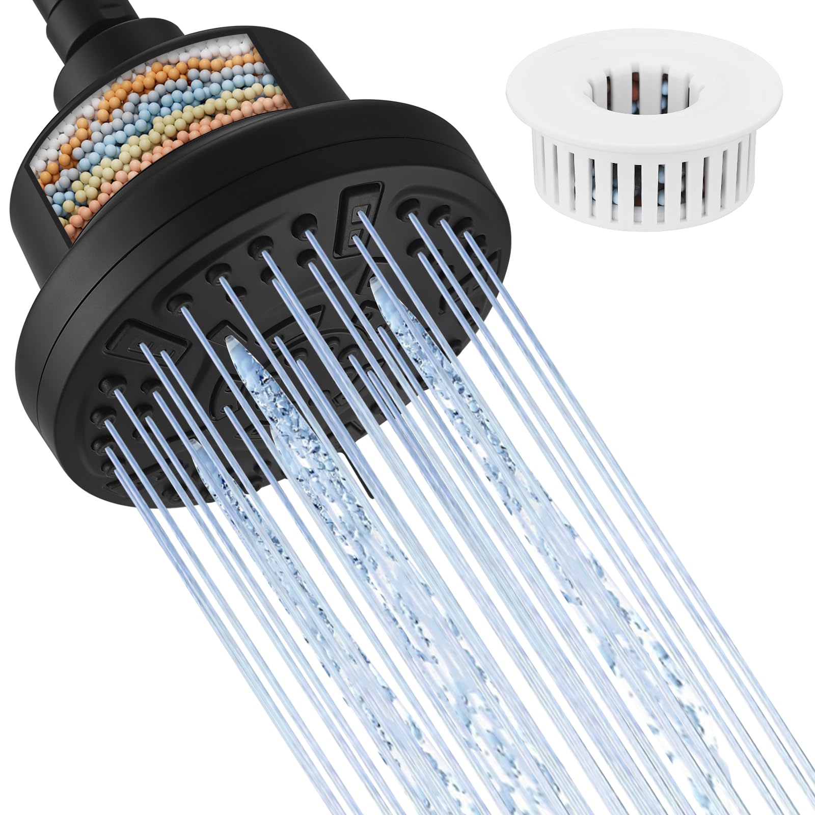 Alcachofa de ducha negra filtrada de alta presión, 7 modos, con filtro para agua dura, reemplazo ajustable para eliminar cloro y sustancias nocivas, ABS
