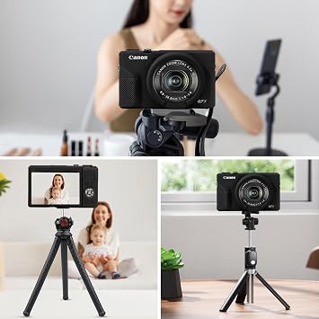 حافظة كاميرا Elonbo لكاميرا Canon G7 X Mark III، حافظة واقية من السيليكون الناعم لكاميرا Canon PowerShot G7X Mark III الرقمية، غطاء عدسة قابل للإزالة، أسود