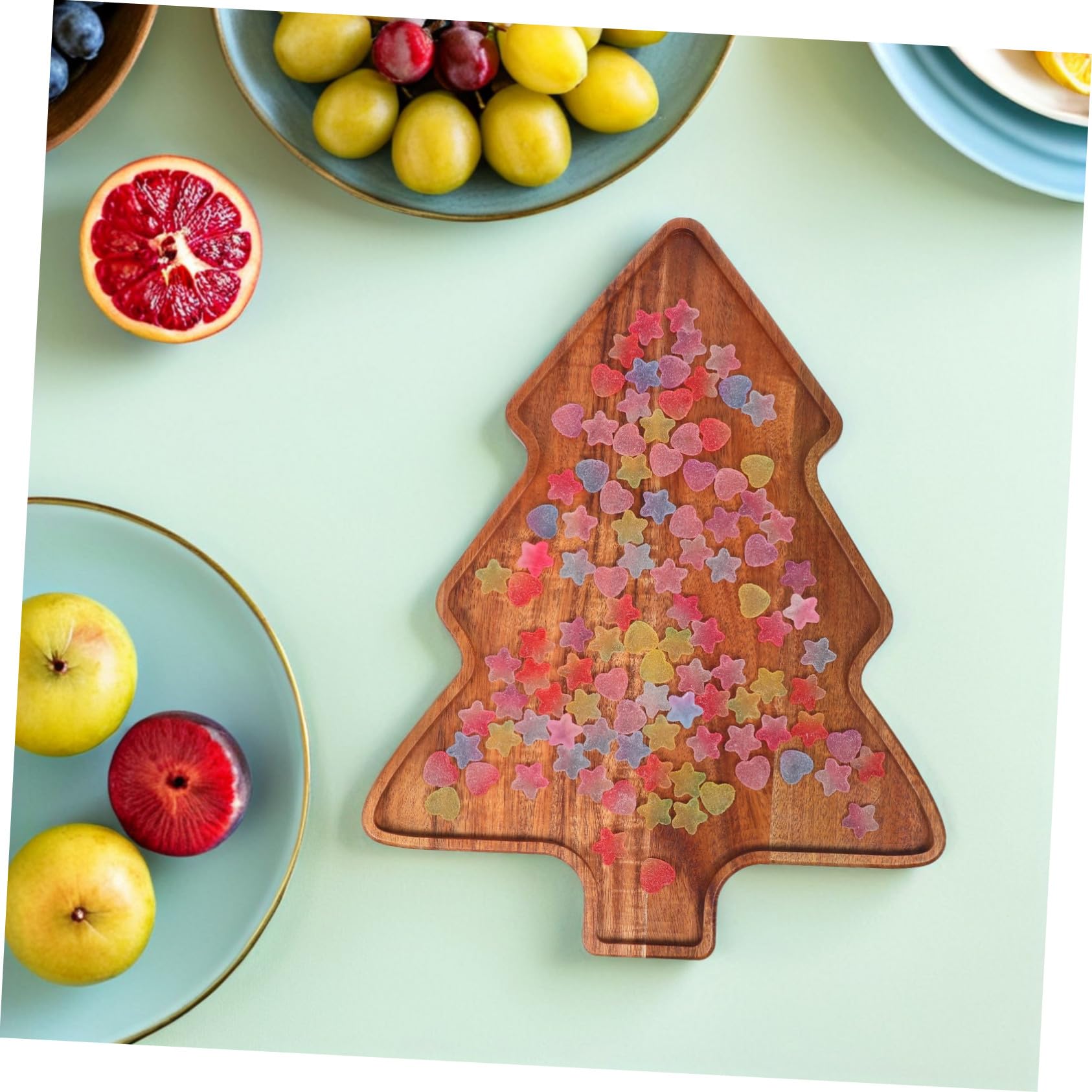 ABOOFAN Bandeja para Árbol de Navidad Bandeja de Madera de Acacia para Servir Días Festivos Fiestas Navideñas Refrigerios de Árbol de Navidad