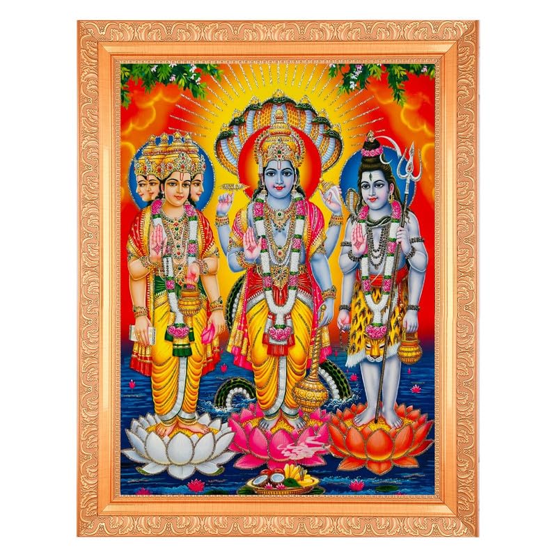 Poster Brahma Vishnu Shiva encadré pour remplacer une décoration murale fade sans relief