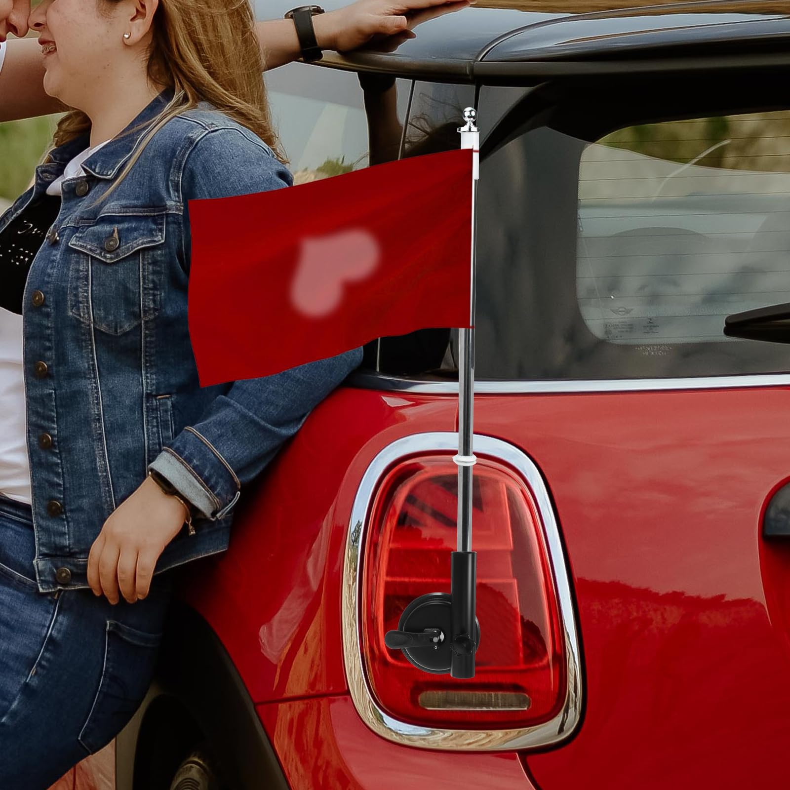 WOONEKY Supporto Base e Lega Bandiera per Ventosa Alluminio di Nero Portabandiera Facile da Usare Superficie Auto Celebrazioni e Fuoristrada