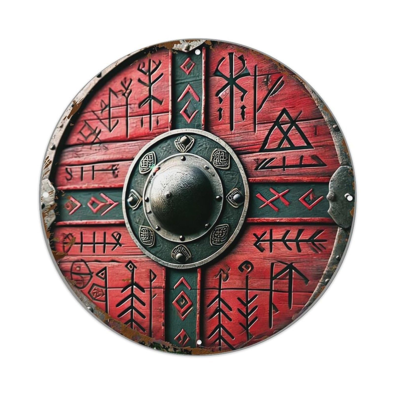 Red Green Black Symbolic Patterns Tin Sign Metal Poster Vintage Metal Signs for Home Man Cave Bar Cafe Kitchen laundry room Wall Decorations Gift 8x8Inch