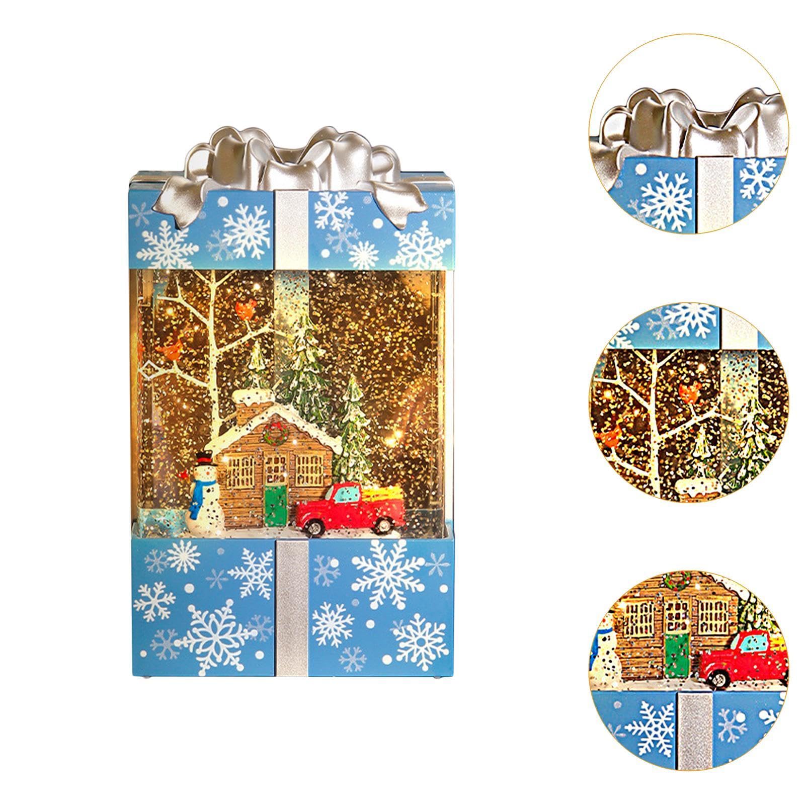 Boule à Neige avec Musique et éclairage, Boîte Cadeau pour Noël, Maison de bonhomme de neige