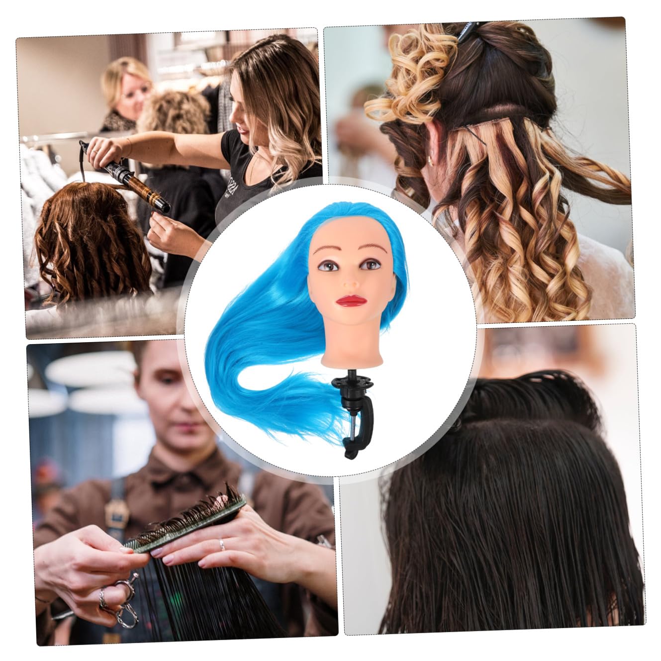 FRCOLOR Trainingskopf Für Friseure Perückenpuppe Mit Kunsthaar Friseurpuppe Zum Üben Von Haarstyling Und Flechten