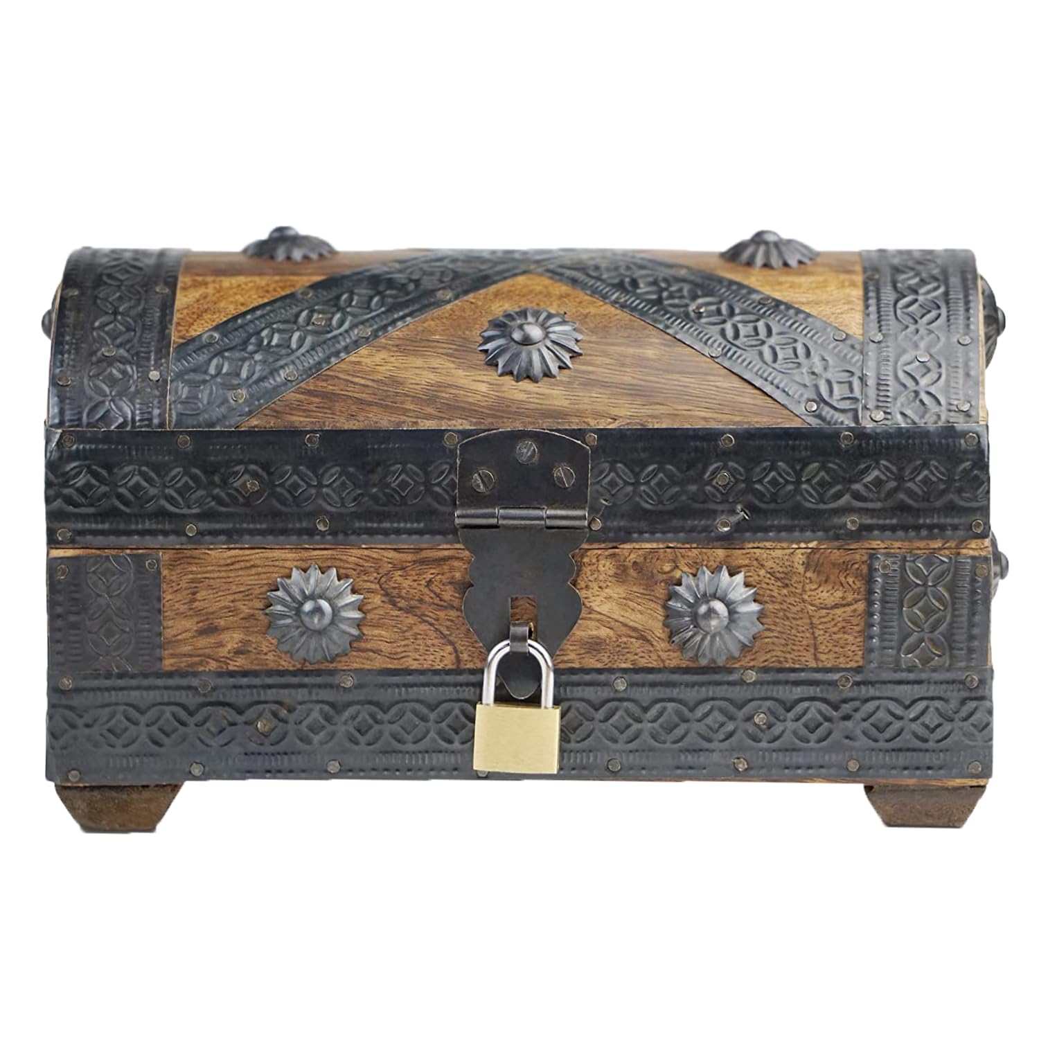 Brynnberg - Pirate Treasure Chest Storage Box - Pirat S 7.9x4.3x4.3 - Durable Wooden Treasure Chest with Lock - Unique Handmade Decorative Wood Storage Box - Vintage Wood Chest Box - The Best Gift