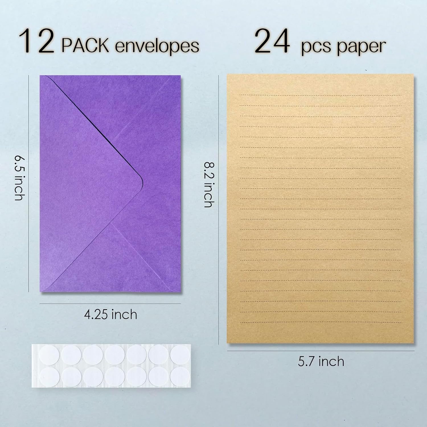 Tuhangcc Premium Velvet-Touch Stationery Set - Unique Design with 24 Writing Sheets, 12 Envelopes (4x6) - Elegant Writing Kit for Love Letters & Party Invitations (Purple) image 5
