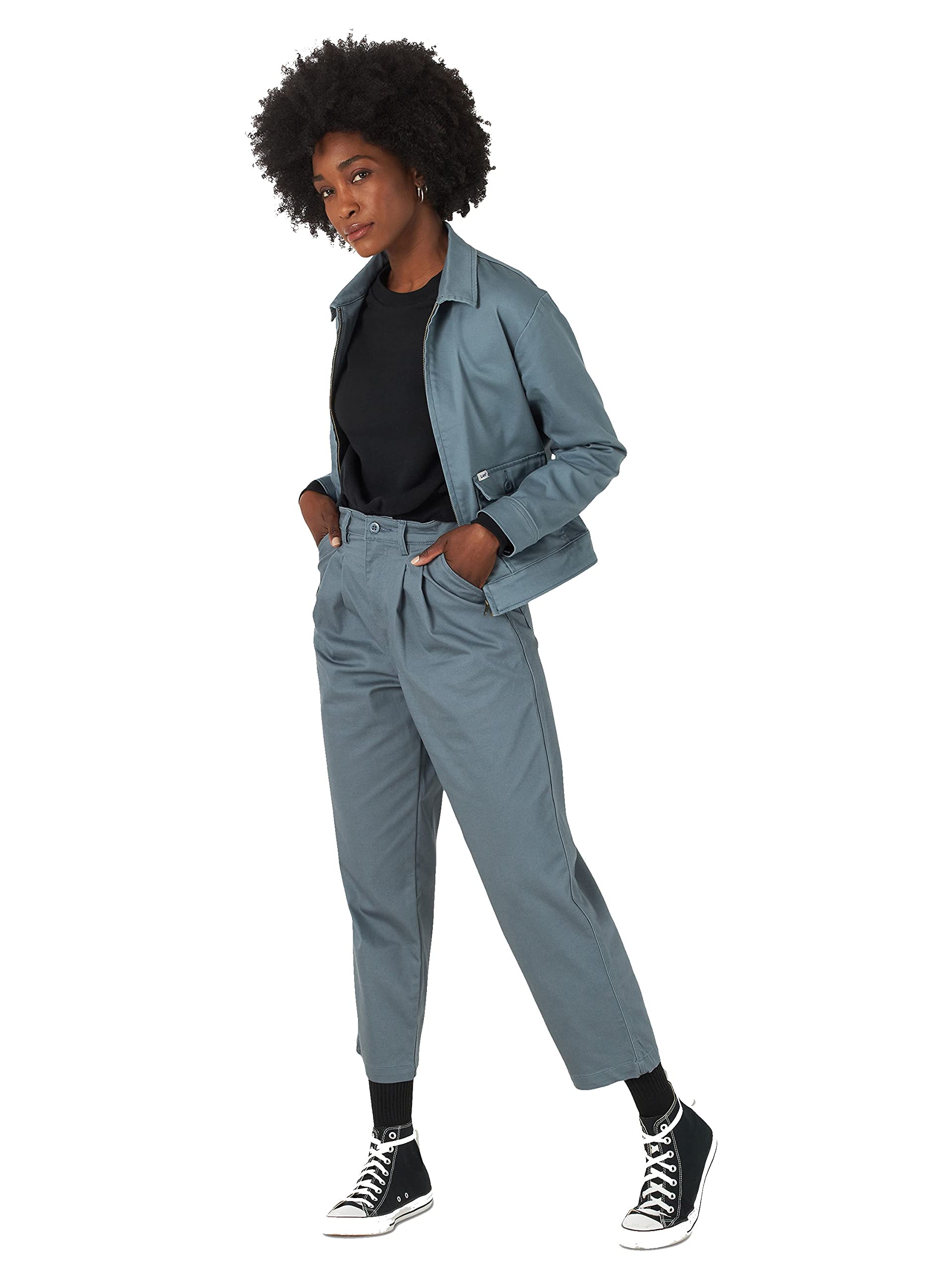 Lee Womens Pleated Wide Leg Flood Pant