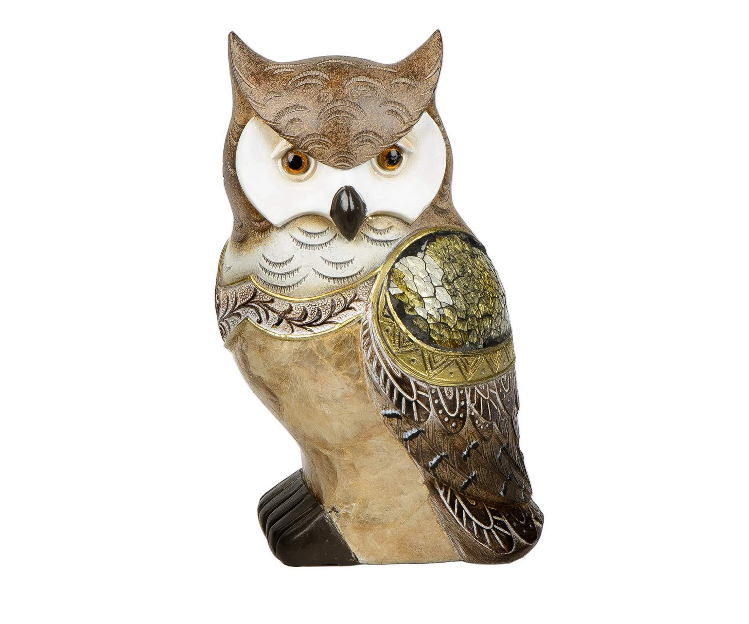 Eulen-Skulptur Aus Kunststein - Gartendeko, 37 Cm Hoch, Wetterfest, Handbemalt