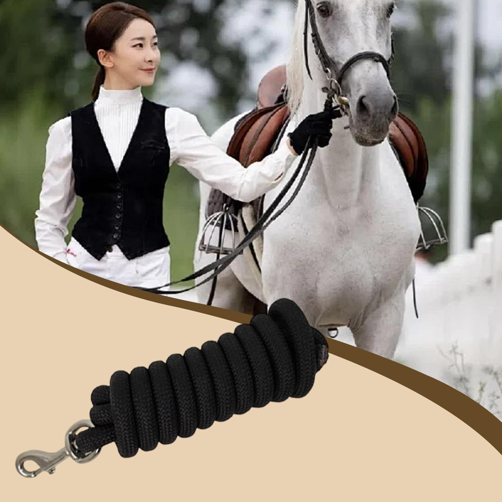 Longe pour Cheval, rênes Robustes pour l'entraînement, Longe de Performance pour Chevaux, Attache Rapide pour Licol pour Animaux de Compagnie