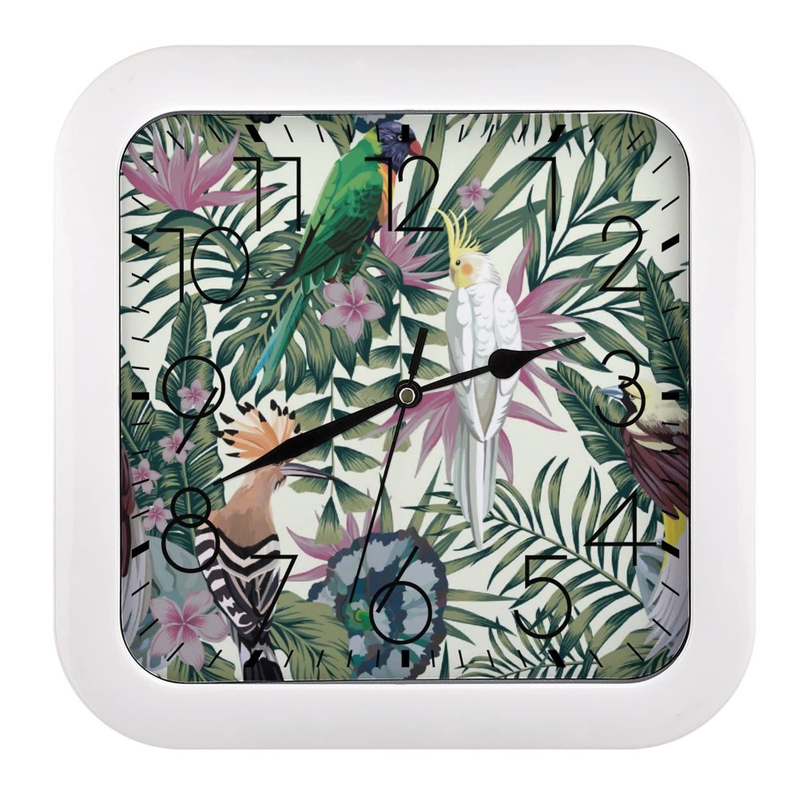 Horloge murale carrée 26x26cm avec chiffres pour salon et cuisine