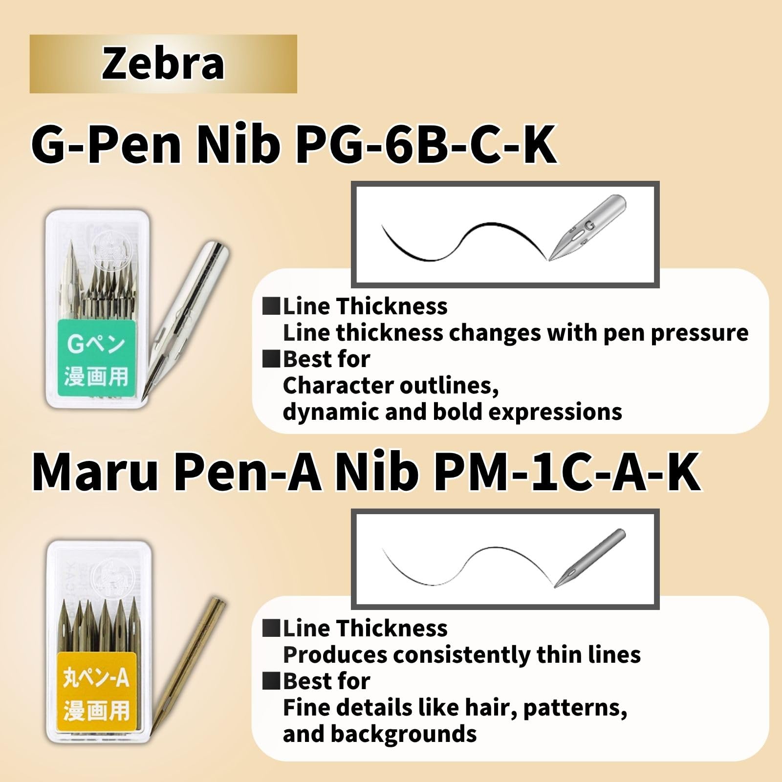 Manga Pen Set, 2 x Pen Holders (T-40), Ink Black #4 x 2 (4341-0005),