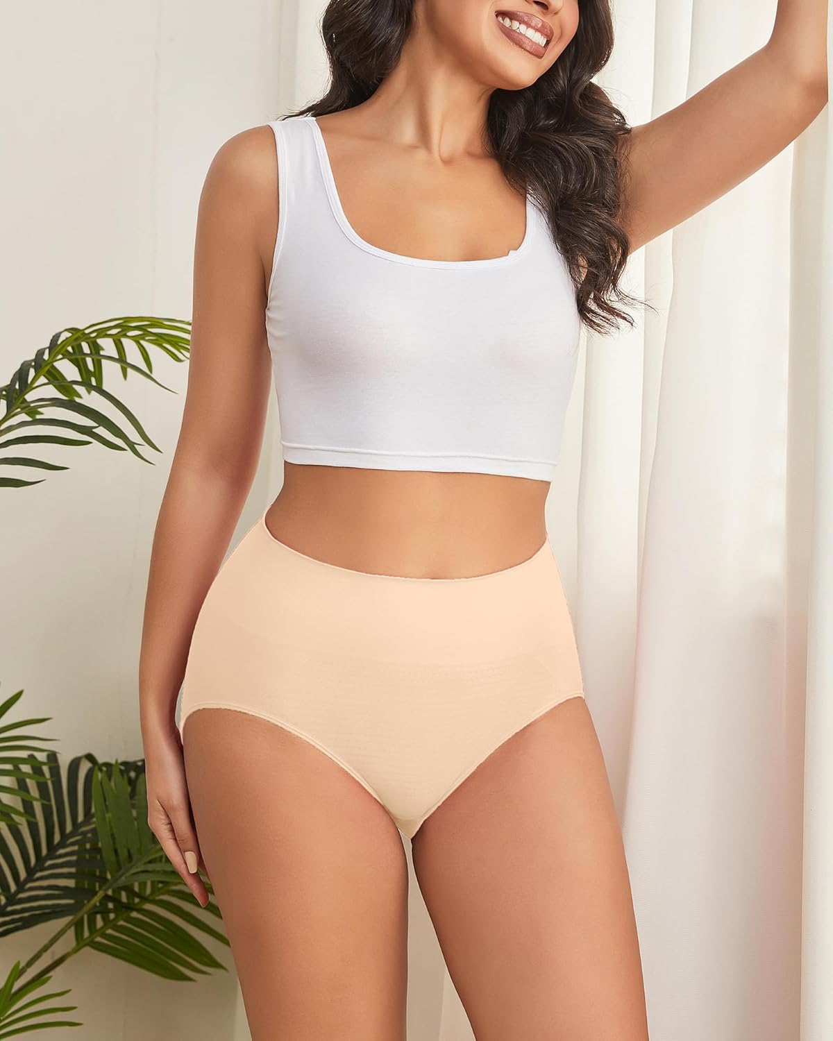 Hibluco Women Underwear High Waist Stretch Briefs Soft Underpants Ladies Full Coverage Panties - Image 2