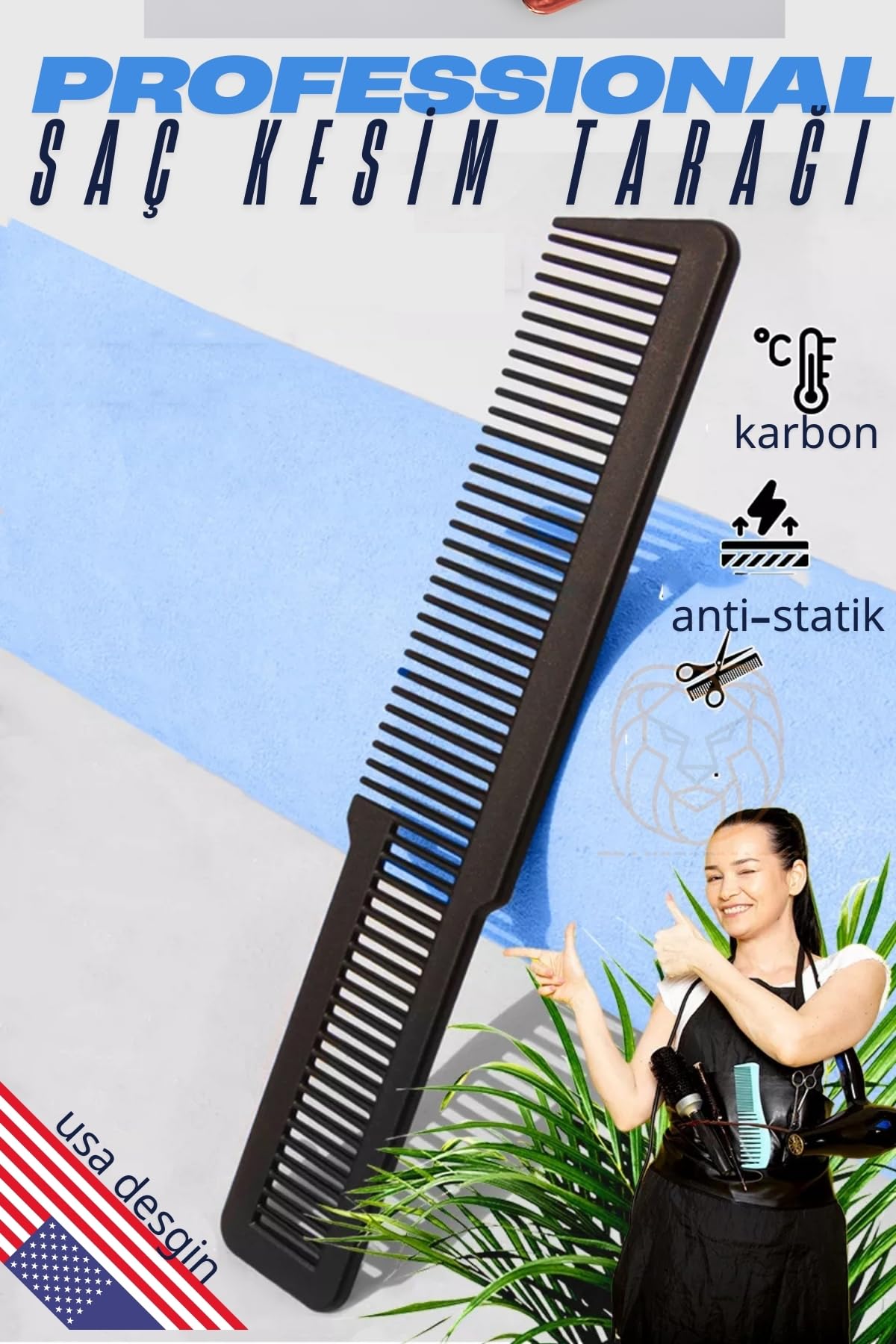 Transformacion Saç Kesim Tarağı Saç Şekillendirme Düzeltme Tarağı Siyah, 7430000721398