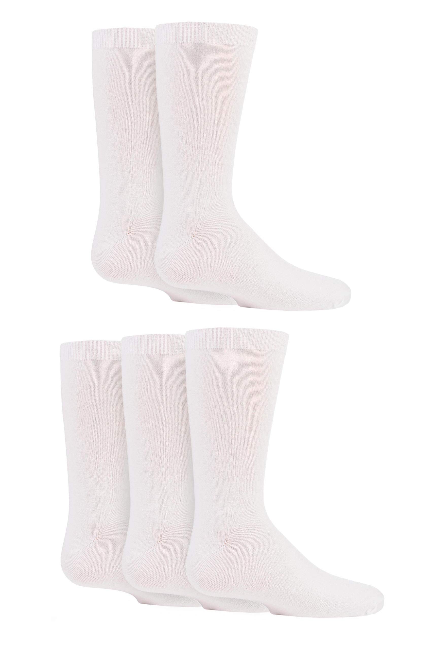 SockShop Boys and Girls 5 Pair Plain Bamboo Socks with Comfort Cuff and Handlinked Toes - White 5 Pair 12.5-3.5 (8-12 Years)