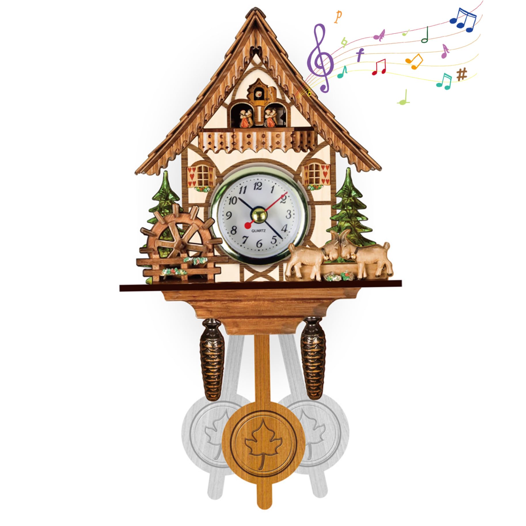 Hperu Cuckoo Clock Charming Cuckoo Clocks for Wall with Pendulum 9x5x2 Antique Birdhouse Wall Clock for Living Room Study Kids Room, Large