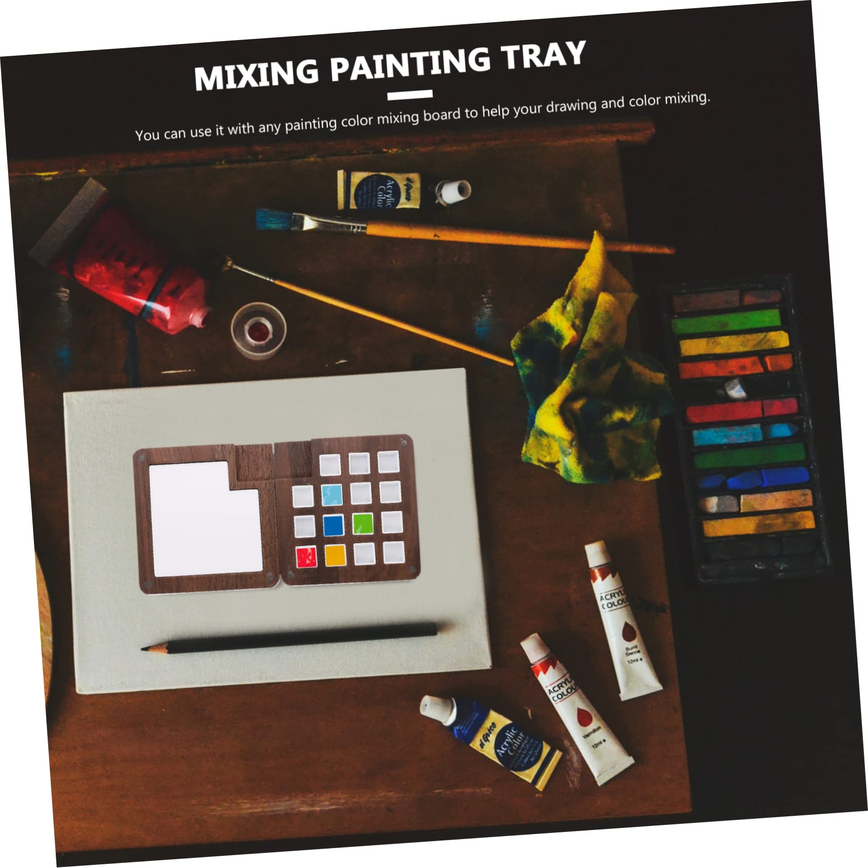 Lot De 3 Palettes De Peinture en Bois Boîte De Rangement pour Aquarelle Et Pigments pour Artistes Fournitures Artistiques