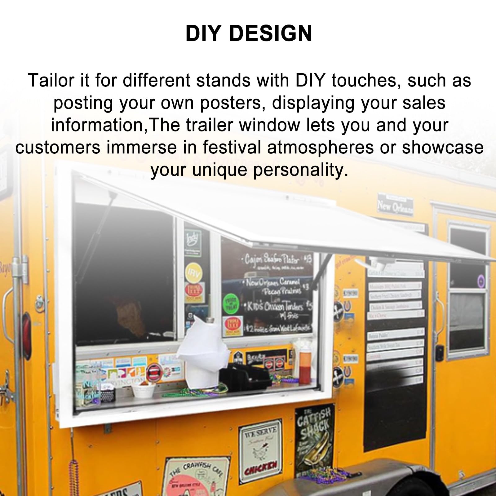 Unità Di Ristorazione Mobile 36" X24 "/36" X36 ", Forniture E Attrezzature Per Food Truck, Porta Parasole A Doppia Asta Idraulica Con Un Massimo Di 85 Gradi,36"24"