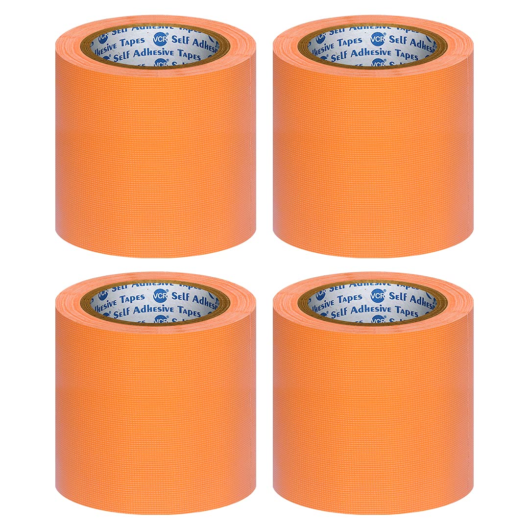 VCR Orange Duct Tape - 18 Meters in Length 120mm / 5" Width - 4 Rolls Per Pack - Strong Book Binding Tape - Waterproof Heavy Duty Duct Tape-image-32
