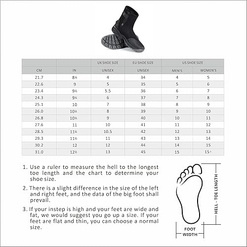 Miniatura 7 de Botas de buceo de neopreno de 0.197 in de alto con cremallera y suela de goma antideslizante para deportes acuáticos, buceo, esnórquel
