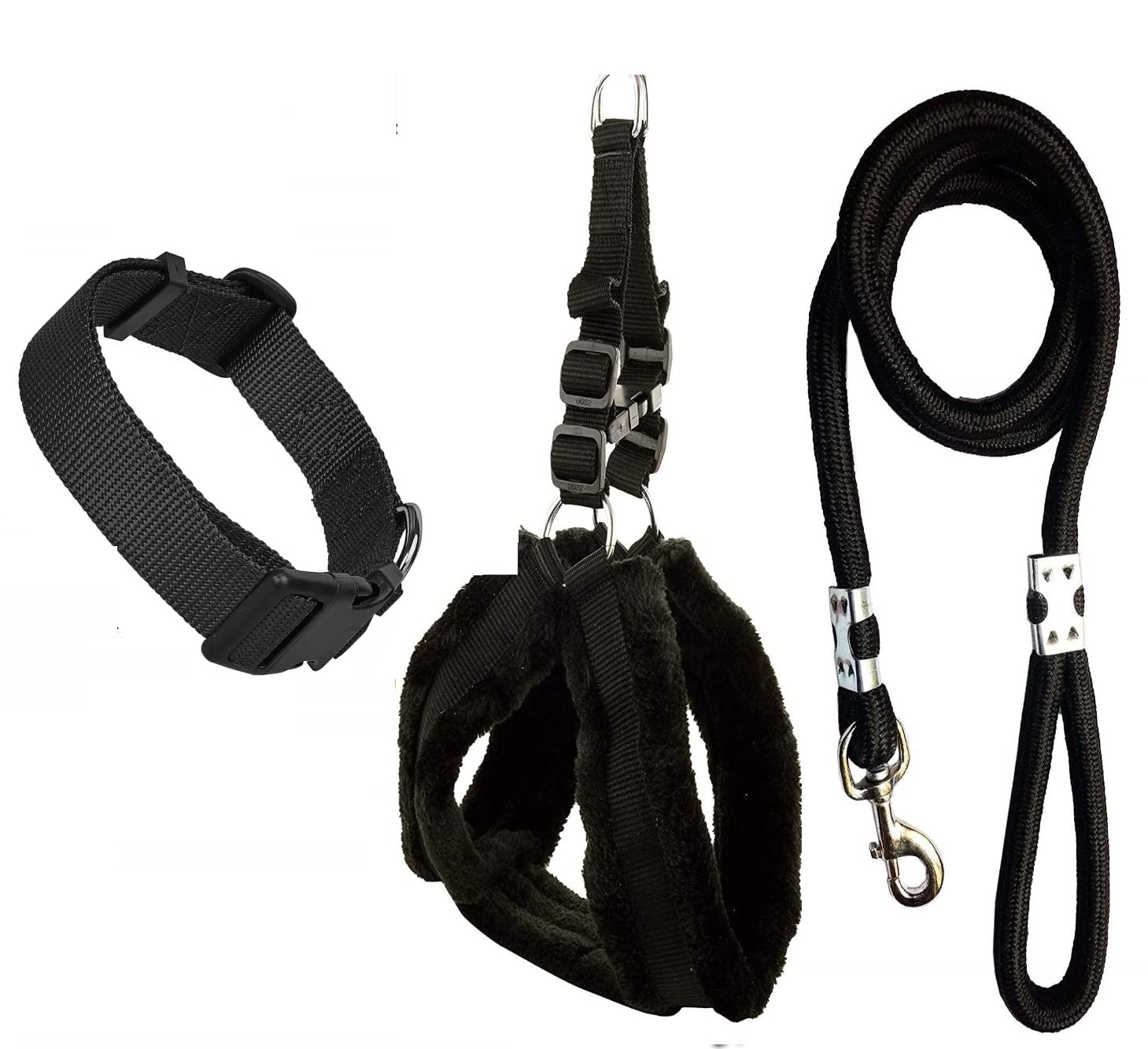 Senapati Dog Combo Pack of Harness, Rope and Adjustable Collar (Medium, 1 to 1.5 M Rope Length) (Black) (B0BFRCLM63) Amazon Price History, Amazon Price Tracker