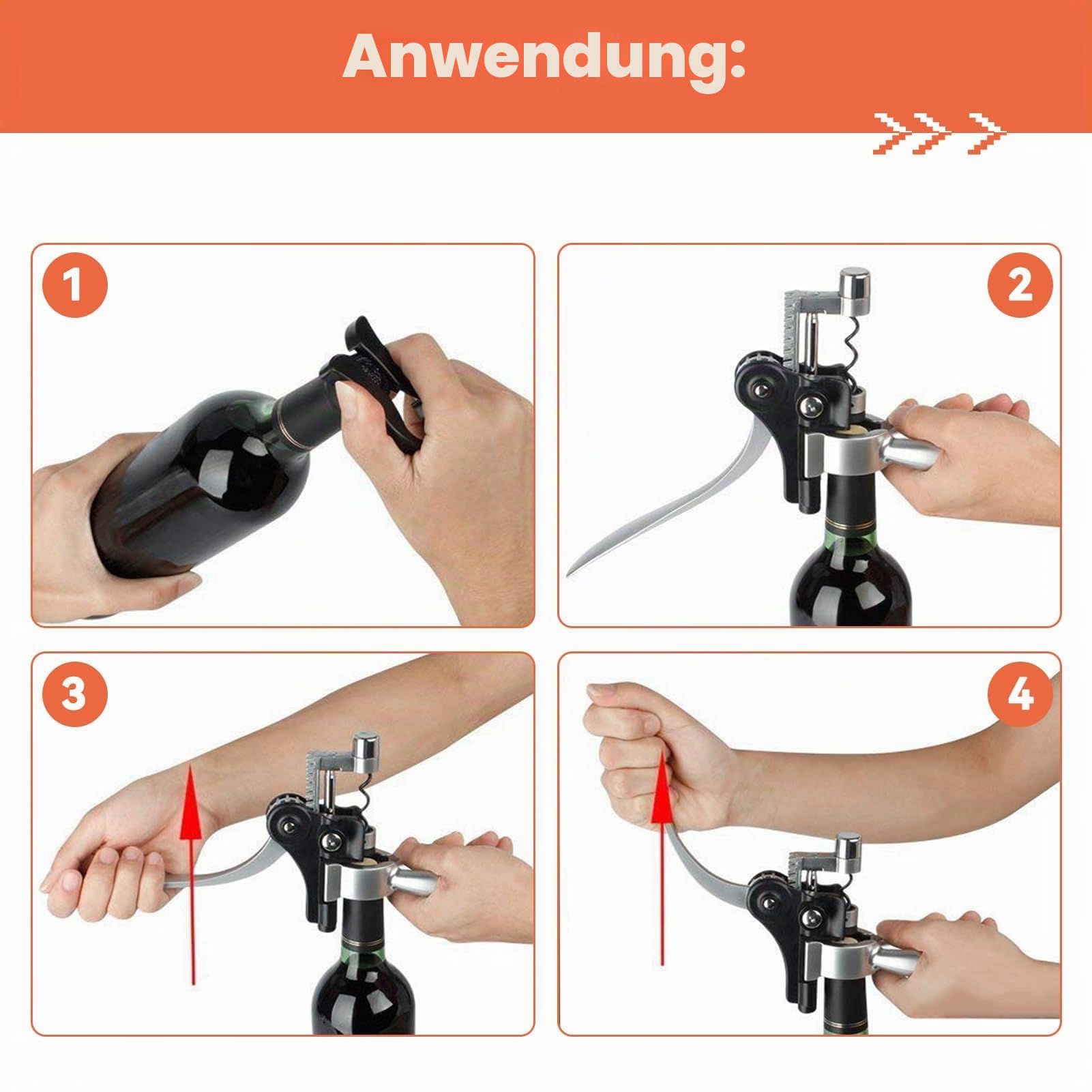 Professioneller Korkenzieher aus Zinklegierung, Hebelkorkenzieher, Flaschenöffner im Kaninchen-Stil, aus Metall, zum Entfernen von Wein, für