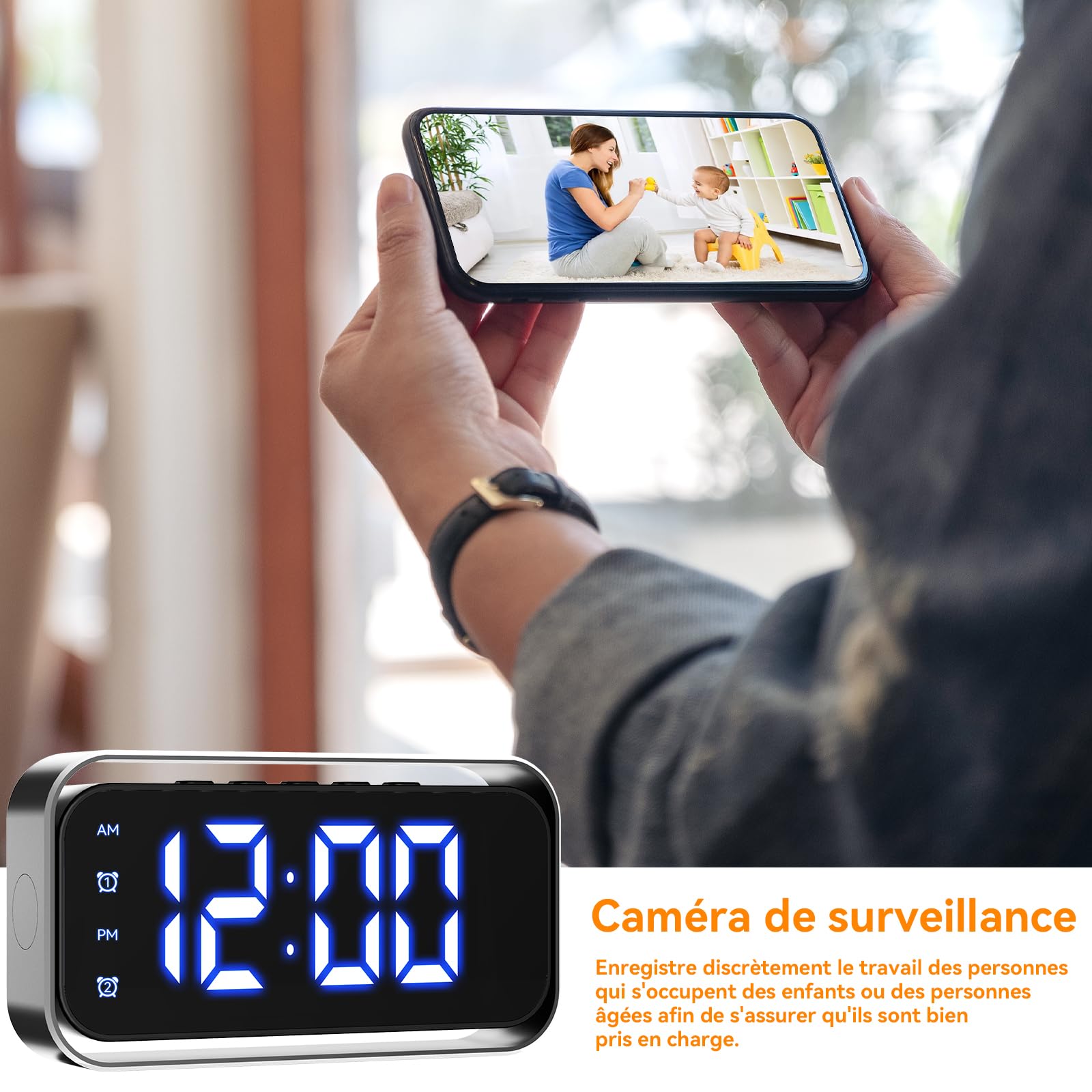 Caméra WiFi Sans fil Tccbac 4K Ultra HD, objectif grand angle 150°, caméra de surveillance, transmission en streaming en temps réel, objectif à détection de mouvement