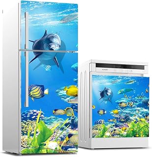 Buzdolabı ve Bulaşık Makinası Beyaz Eşya Sticker Kaplama Yunus Balığı