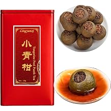 Lingyunxi Tangerine Peel Pu-erh Tea Loose Leaf Xiao Qing Gan Green Orange Puer Tea Aged Ripe Pu Erh Tea| Citrus Peel Floral Sweet and Smooth Taste | Fully Fermented Tea | Five Years of Chenpi, Ten Years of Puerh 5.3oz/150g