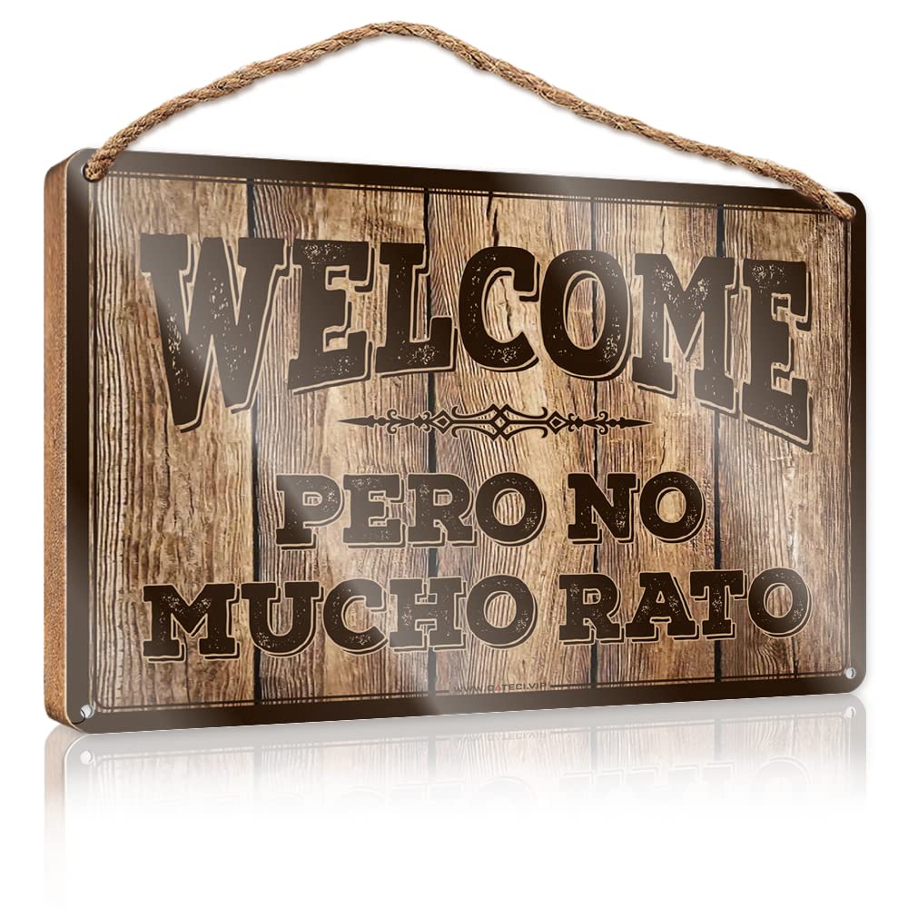 Wood Bathroom Hanging Sign Welcome Pero No Mucho Rato Wooden Sign(15X28CM)