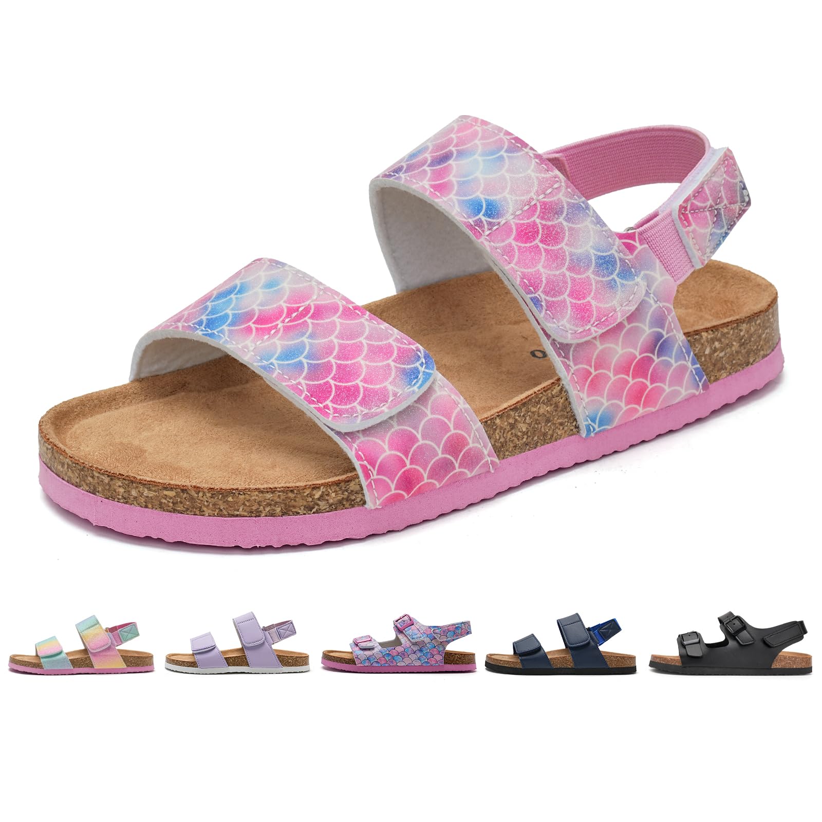 Torotto Sandalen Mädchen Jungen Mit Kork Sandals Kinder Pantoffeln Riemen Verstellbare Schnalle Rutschfeste Mit Klettverschluss Sandaletten für Drinnen und Draußen