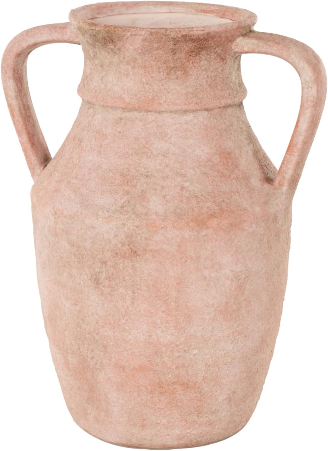 Deco 79 Ceramic Antique Style Vase with Handles, 9" x 7" x 12", Pink