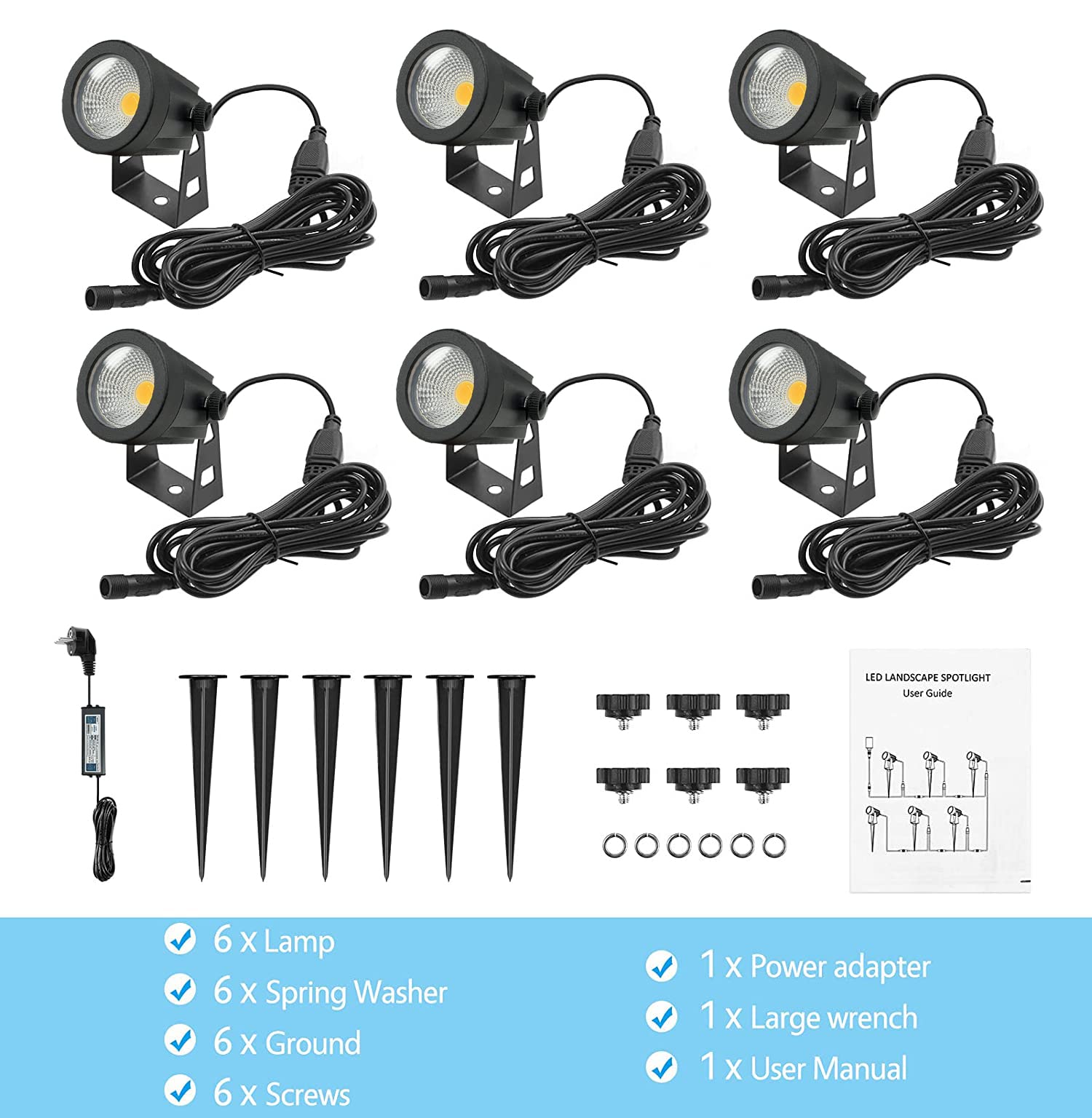 Spot LED Extérieur 6 Pack 6x3W 1680LM IP65 Blanc Chaud