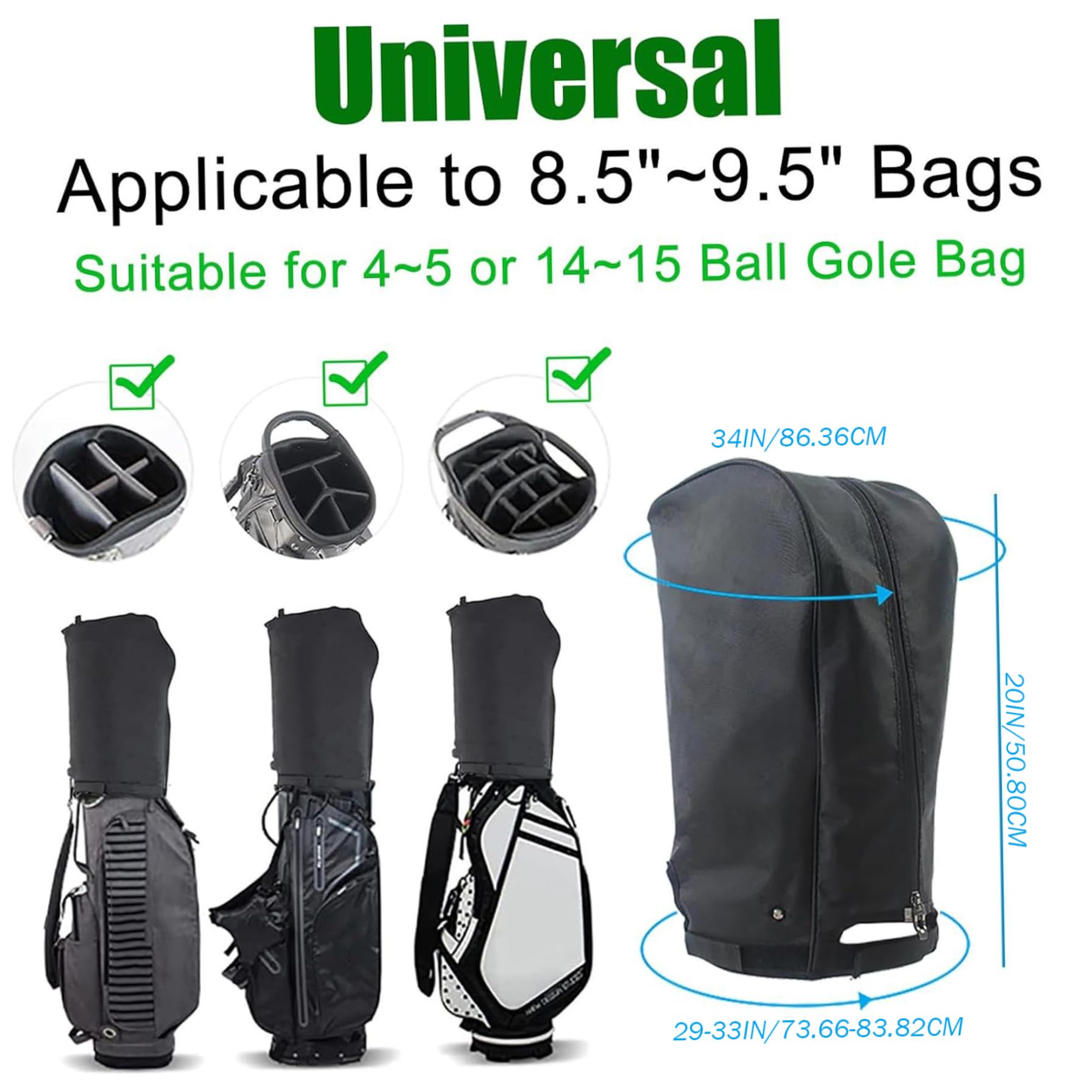 Funda Impermeable para Bolsa de Golf | Funda Impermeable para Bolsa de Golf, Capucha portátil con Cremallera y Capucha con Hebilla Fija para Hombres y Mujeres, Bolsas de Soporte Carrito de transpor
