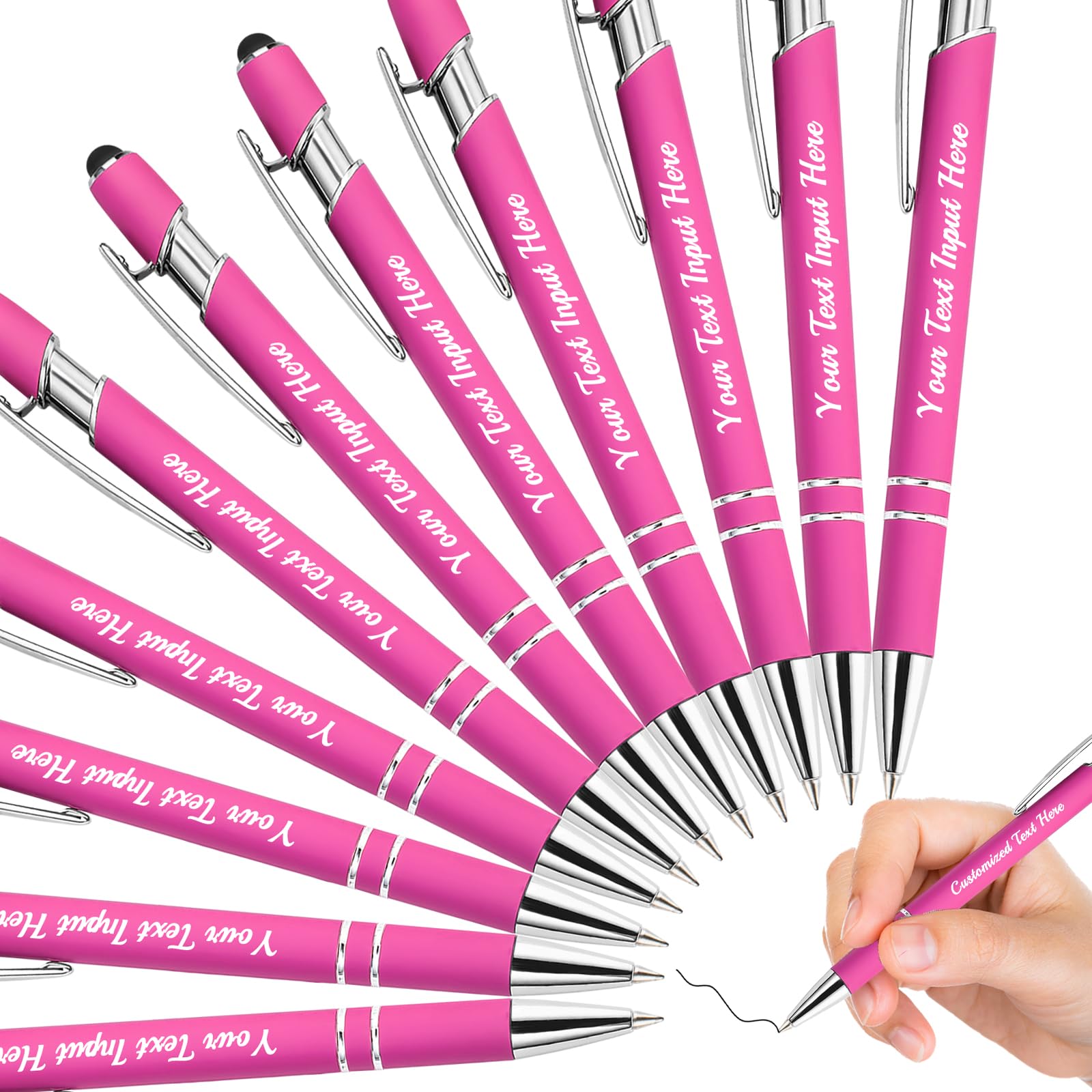 ShAxzHen Personalised Pens with Name Custom Ballpoint Pens Bulk Customised Engraved Pen Stylus for Business Graduation Black Ink Advertising Office Gifts Pink 36 PCS