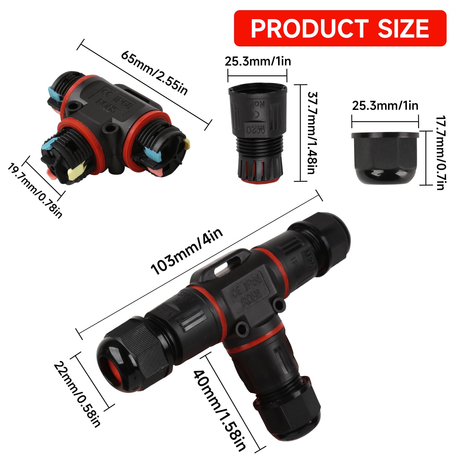 Cokritsm 5 PCS IP68 Waterproof Cable Connectors - Image 2
