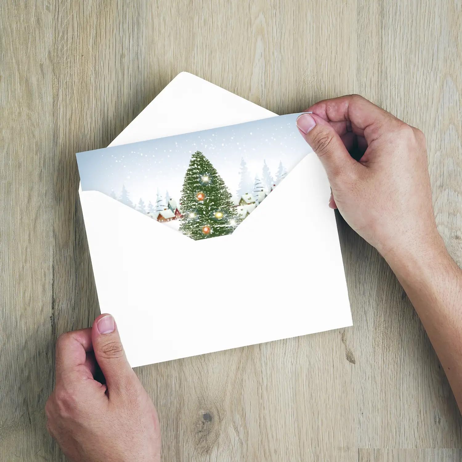 Lot de 30 cartes de Noël élégantes de qualité supérieure - 14,8 x 14,8 cm - Avec enveloppe - Cartes pliantes pour entreprises - Cartes de vœux pour Noël - Merry Christmas
