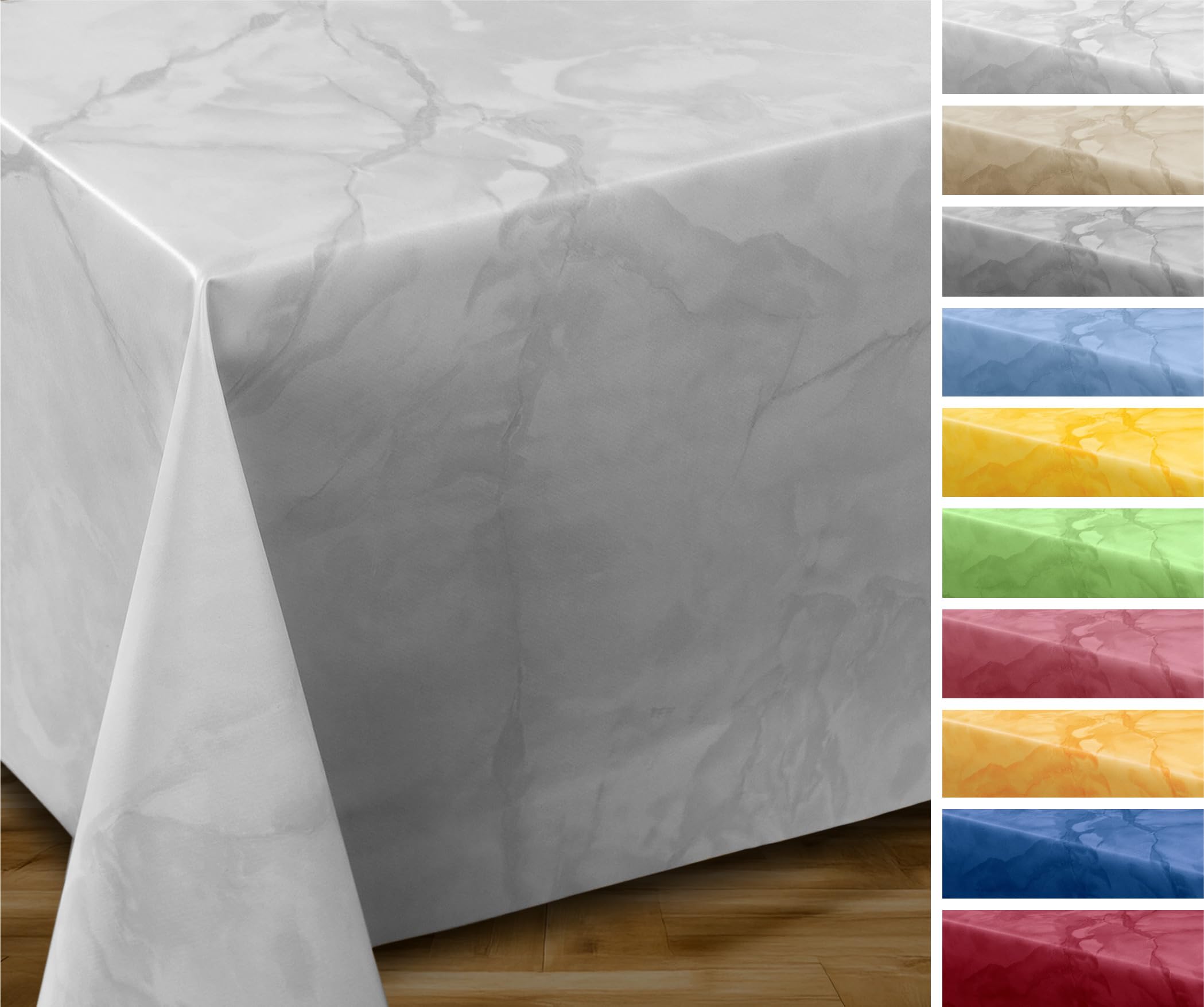 Beautex Wachstuchtischdecke Glatt Abwischbar Oval Rund Eckig, Marmorstein Wachstuch Garten Tischdecke, Größe Und Farbe Wählbar (Eckig 140X240 Cm Weiß)