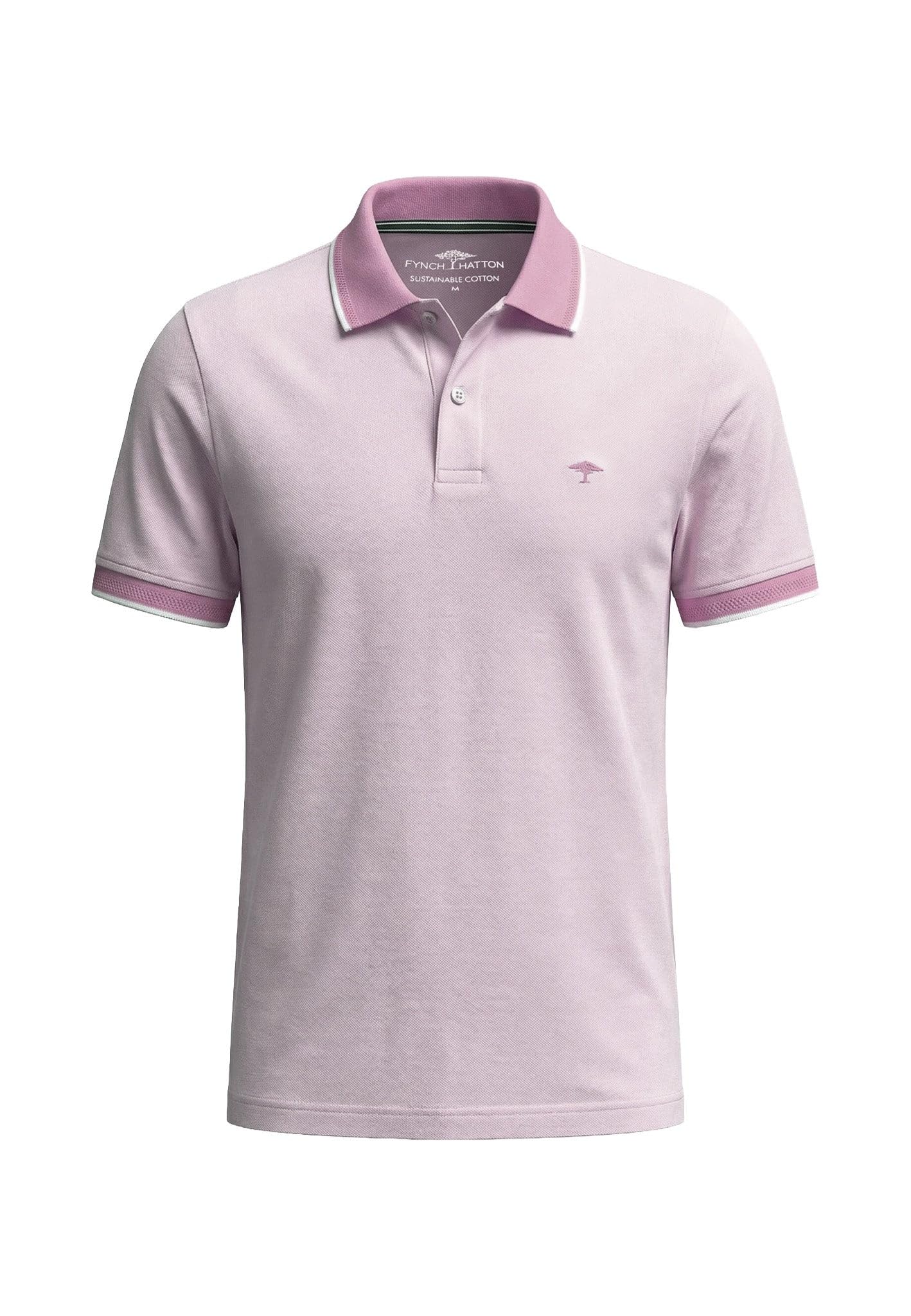 FYNCH-HATTON Poloshirt aus Baumwolle mit Strukturmuster und Kontrastkragen