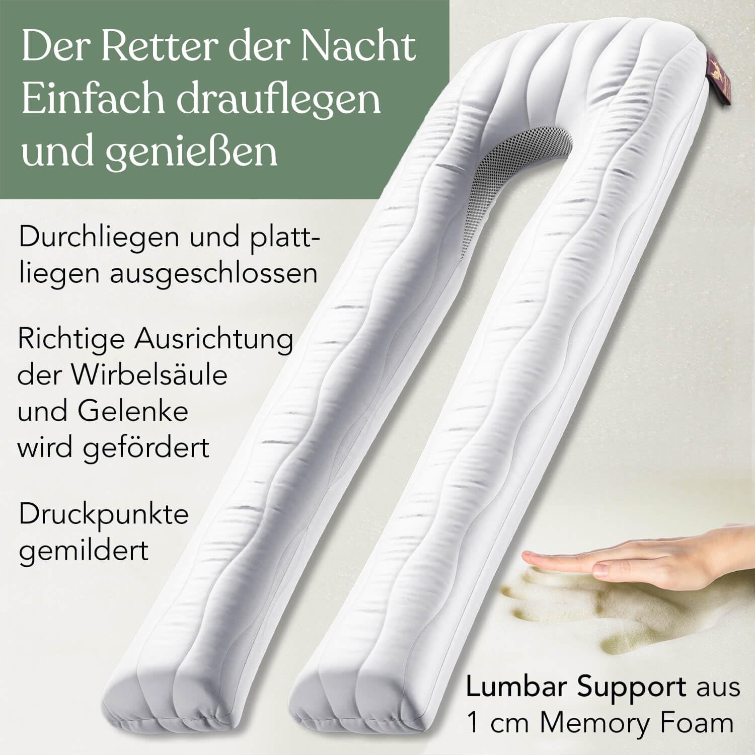 Traumreiter Seitenschläferkissen Visco XXL PRO, ergonomisches Nackenkissen Memory Foam