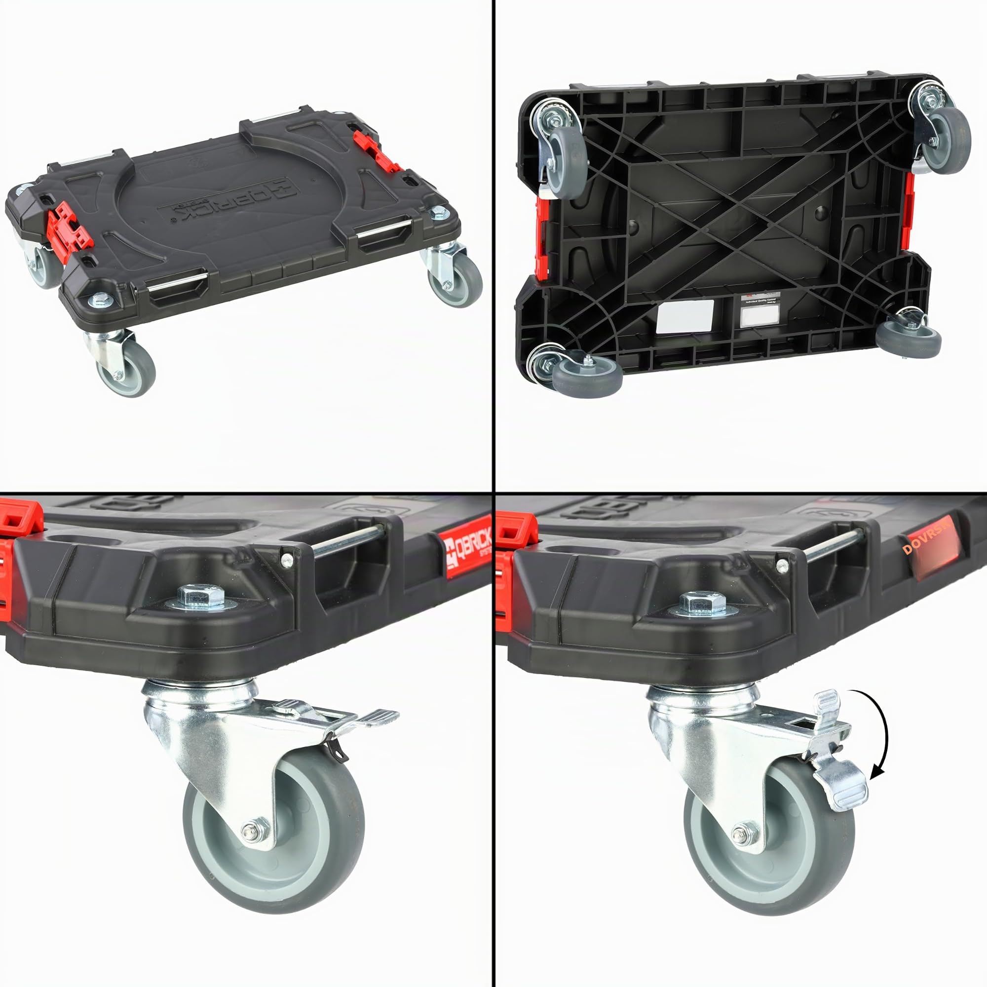Set Cassetto Portautensili Doppio 2x Cassetto Attrezzi Triplo su Piattaforma con Ruote + Scatola H 100,5 cm Set Modulare Garage Officina PRO