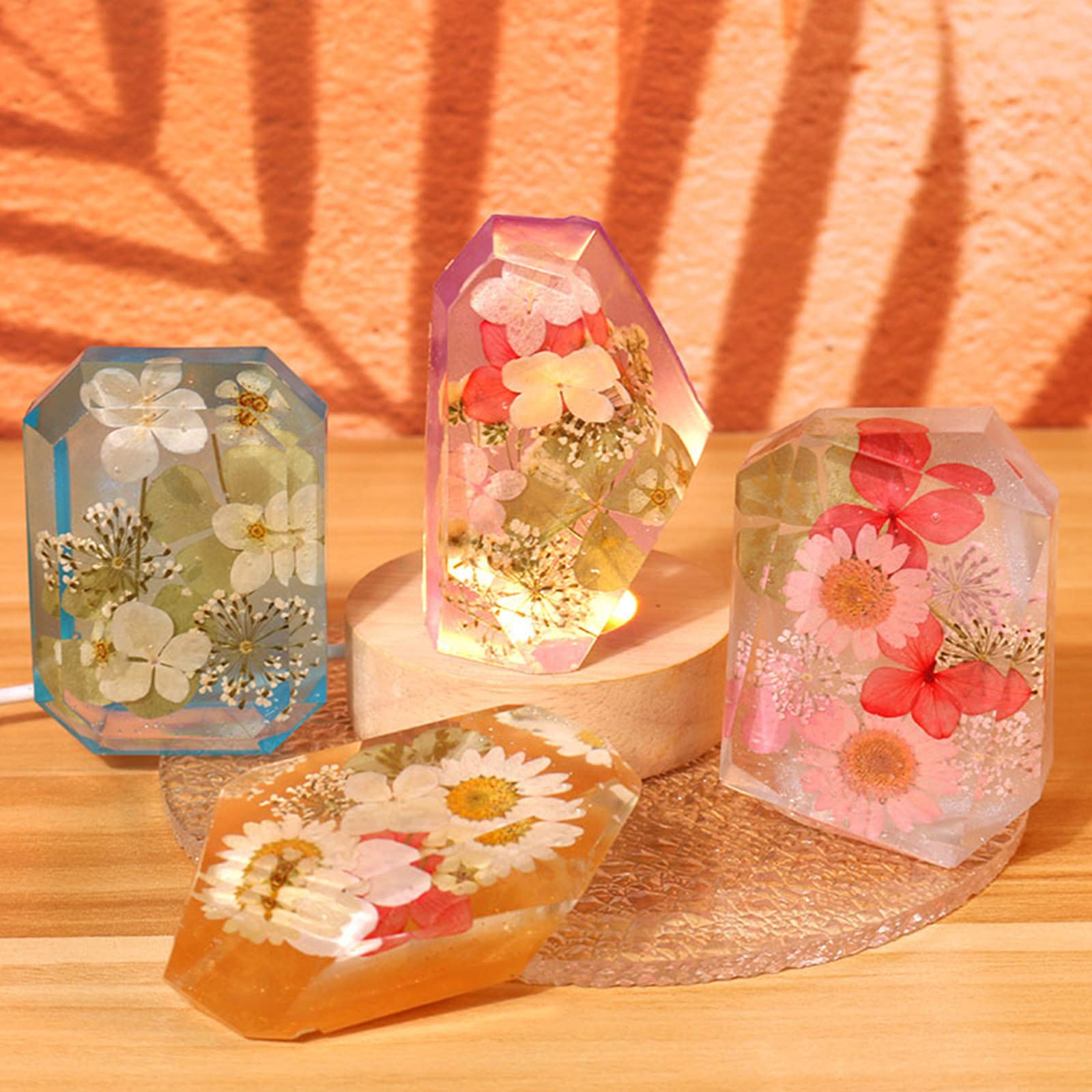 Forma de piedras preciosas, molde de resina epoxi de cristal de silicona para flores, conservación, resina sintética, piedra artificial, jabón, fabricación de velas, moldes de vela de silicona para