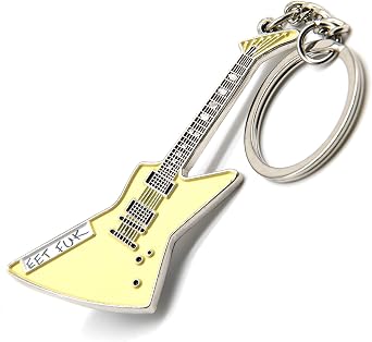 Replica Electric Guitar Keyring | Solid Metal Alloy | Rock Legend Replica | Music Gift for Guitarists | Collectable Keychain | Backpack Charm