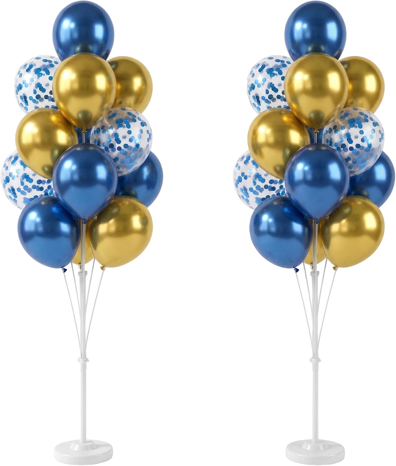 HIINS Metallic Blue Gold Balloon Column Kit Set of 2 with Base Decor for Party