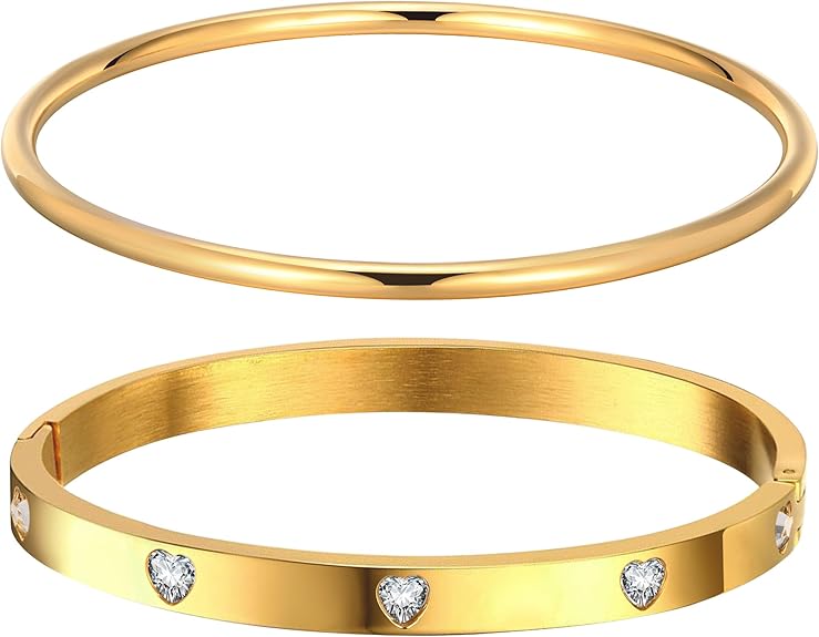 Womens Gold Bracelets Bangle Jewelry 14K Gold Plated